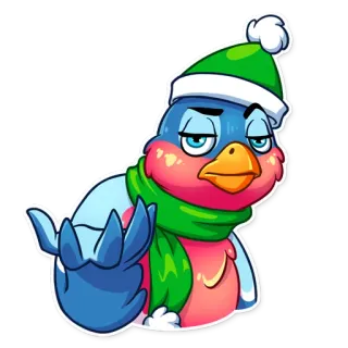 😑 vogel, winter, schal, mütze, cartoon, niedlich, festlich telegram sticker