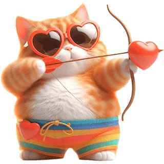 🏹 mèo, cung thủ, tình yêu, trái tim, mũi tên, dễ thương, hài hước telegram sticker