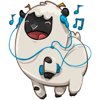 🎵 양, 음악, 헤드폰, 귀여운, 만화, 동물 telegram sticker