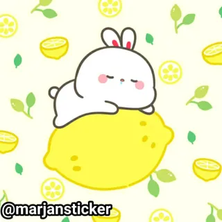 ❤️ @marjansticker кролик, кролик, лимон, фрукт, милый, каваий, мультфильм telegram sticker