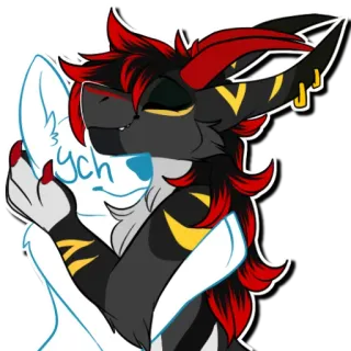 🤗 ych Антро, Фурри, Животное, Цифровое искусство, Объятие, Персонаж whatsapp sticker