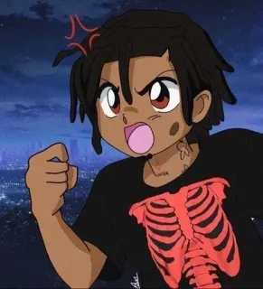 🌟 cartoon, anime, anger, skeleton, portrait telegram sticker