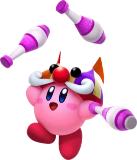 🎳 Kirby kirby, błazen, różowy, nintendo, postać z gry, kreskówka telegram sticker