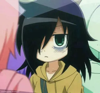 🤨 Tomoko Kuroki Watamote 动漫, 漫画, 丧女, 黑木智子, 尴尬, 宅, 孤独, 女孩 whatsapp sticker