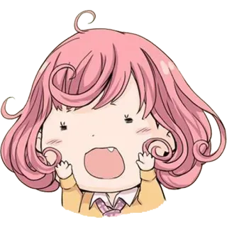 ☺️ Anime, Manga, Hoạt hình, Nhân vật, Kawaii, Dễ thương, Cô gái, Tóc hồng telegram sticker
