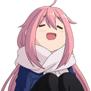 🤤 Nadeshiko Kagamihara Laid-Back Camp 动漫, 角色, 女孩, 粉色头发, 可爱 telegram sticker