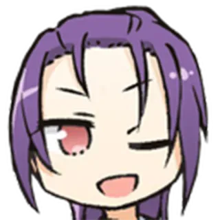 😜 アニメ, 漫画, ちび, 可愛い, 紫髪, ウインク whatsapp sticker