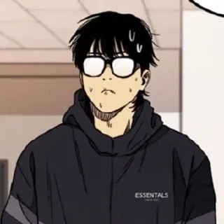 🌟 Anime, Occhiali, Sudore, Nervoso, Essenziale telegram sticker