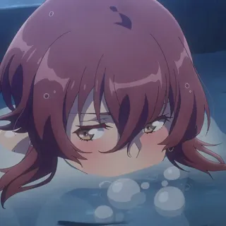 💎 Anime, Garota, Água, Bolhas, Rosto, Banho telegram sticker