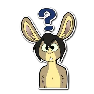 ❓ lapin, point d'interrogation, confus, dessin animé, animal, personnage telegram sticker