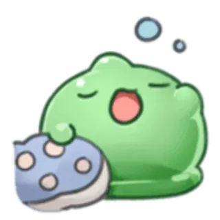 😴 слайм, спящий, милый, мультик, зеленый, подушка telegram sticker