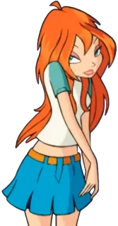 ☺️ Bloom Winx Club fada, magia, desenho animado, menina, cabelo laranja telegram sticker