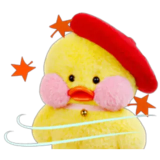 🐣 duck, cute, yellow, beret, cartoon, plush, kawaii telegram sticker