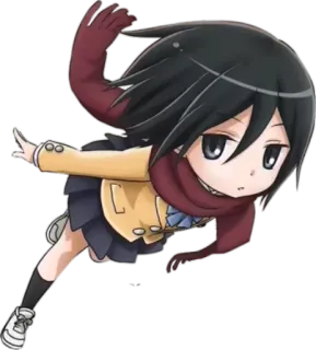 😦 Mikasa Ackerman Attack on Titan Anime, Manga, Chibi, Mikasa, L'Attaque des Titans telegram sticker