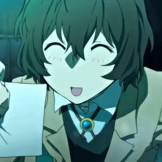 🖤 Dazai Osamu Bungo Stray Dogs Anime, Charakter, Lächeln, Fröhlich, Fanart whatsapp sticker