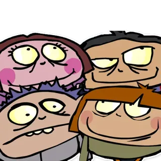 👨‍👩‍👧‍👦 desenho animado, grupo, personagens, animação, ilustração whatsapp sticker