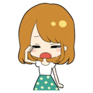 😢 chorando, triste, desenho animado, chateado, emocional, mulher whatsapp sticker