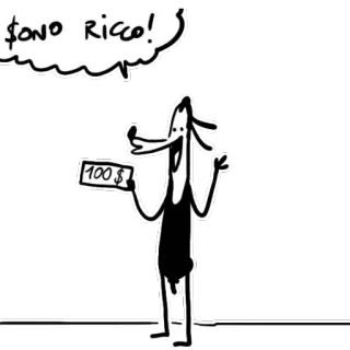 🤑 SONO RICCO! cão, rico, dinheiro, desenho animado, adesivo telegram sticker
