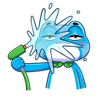 💦 rana, acqua, tubo, cartone animato, adesivo, blu, animale whatsapp sticker