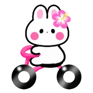 ⭐ 토끼, 토끼, 꽃, 귀여운, 만화, 동물, 분홍색 telegram sticker