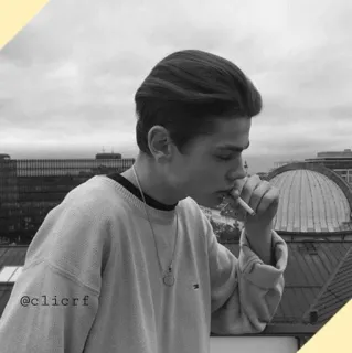〽️ @clicrf orang, merokok, potret, monokrom whatsapp sticker