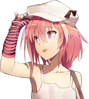 😋 Anime, Garota, Cabelo rosa, Chapéu, Fofa telegram sticker