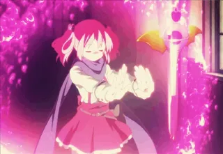 ✨ Madoka Kaname Puella Magi Madoka Magica Anime, Gadis Ajaib, Transformasi, Sihir, Senjata, Karakter, Ungu, Berkilau telegram sticker