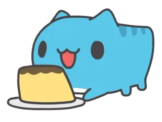 🍰 gato, pudim, sobremesa, fofo, desenho animado, comida telegram sticker