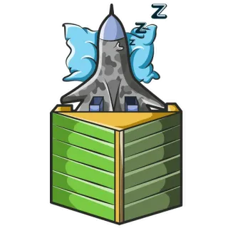 😴 Militär, Jet, Flugzeug, Schlaf, Kiste telegram sticker