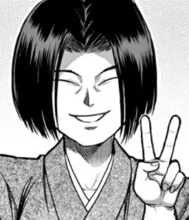 👍 Mangá, Sinal de paz, Retrato, Personagem, Sorriso telegram sticker
