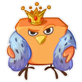 👑 왕, 왕관, 새, 캐릭터, 동물, 만화 telegram sticker