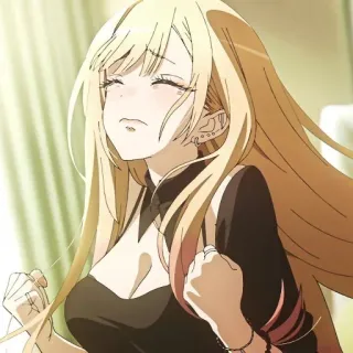 🥺 Anime, Femme, Blonde, Fille, Dessin animé telegram sticker