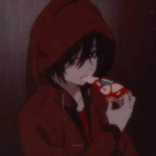 ➖ anime, hoodie, pizza, eating, animation, character telegram sticker