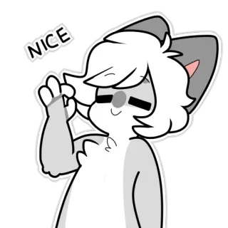 👌 NICE Desenho animado, Animal, Adesivo, Cinzento, Peludo, Legal, Ok telegram sticker