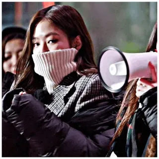☘ wanita, potret, orang, musim dingin, orang telegram sticker