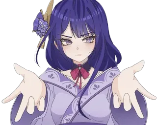 🤗 Raiden Shogun Genshin Impact Anime, Jeu vidéo, Violet, Personnage, Femme, Genshin Impact whatsapp sticker