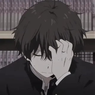 🎧 Аниме, Манга, Парень, Грустный, Эмоциональный, Задумчивый, Персонаж telegram sticker