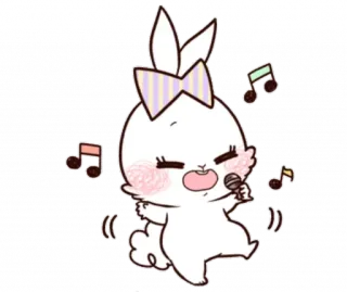 🎤 coelho, coelhinho, cantando, microfone, música, desenho animado, fofo telegram sticker