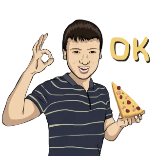 👌 OK pizza, ok, gesture, food, man, cartoon telegram sticker