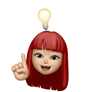 💡 lampadina, idea, emoji, capelli rossi, testa, dito puntato, ispirazione telegram sticker