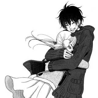 🥰 abrazo, pareja, cariño, manga, anime whatsapp sticker