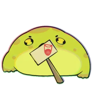😁 Frosch, Protest, Schild, niedlich, Cartoon telegram sticker