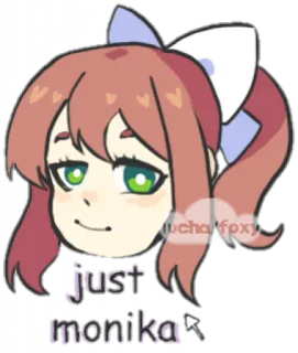 💚 Monika Doki Doki Literature Club just monika monika, doki doki literature club, anime, just monika telegram sticker