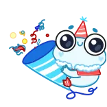 🥳 impreza, świętowanie, kreskówka, uroczy, konfetti, kapelusz, trąbka telegram sticker
