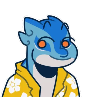 🤑 Cartoon, Eidechse, Hawaiihemd, Fröhlich, Anthropomorph whatsapp sticker