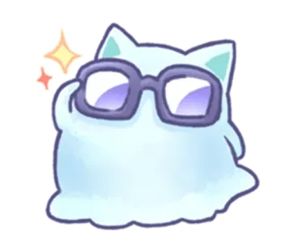 😎 kucing, kacamata, imut, berkilau, gumpalan, kartun whatsapp sticker