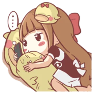 😐 만화, 소녀, 오리, 애니메이션, 귀여운, 핸드폰 telegram sticker