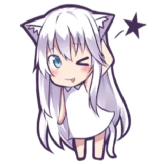 😉 Anime, Catgirl, Kawaii, Süß, Manga, Chibi, Sticker telegram sticker
