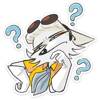 😑 cartoon, animal, white, question mark, thinking, glasses telegram sticker