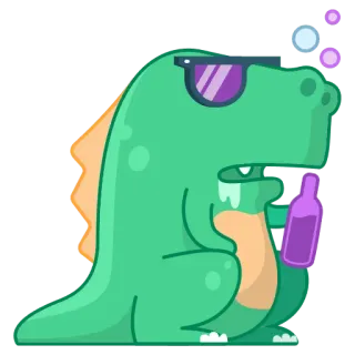 🤢 恐龙, 卡通, 喝酒, 酒精, 派对, 有趣 whatsapp sticker